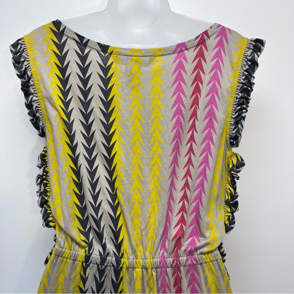 Marc by Marc Jacobs Chevron Stripe Ruffle Dress Colorful Sleeveless Size XS - Picture 5 of 10